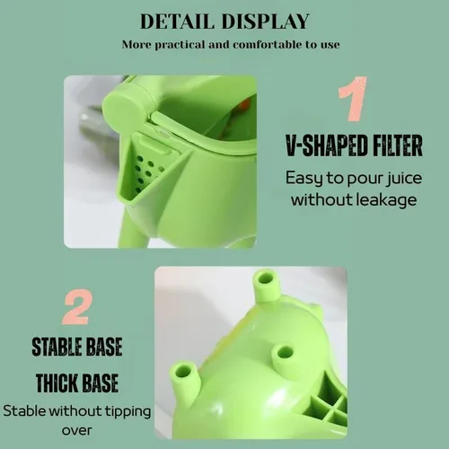 Vista 3 de Exprimidor manual de cítricos – Exprimidor manual de limón para naranja, lima, pomelo – Extractor de jugo resistente – Exprimidor de mano fácil