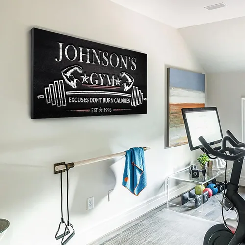 Vista 13 de Tailored Canvases Letrero Personalizado de Gimnasio Arte de Pared Decorativo - Lienzo Motivacional para Gimnasio en Casa, Sala de Entrenamiento
