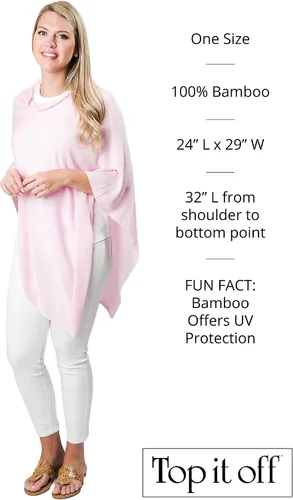 Vista 2 de Top It Off Elsa Bamboo Poncho - Womens Fine Knit Luxury Topper - Made from 100% Natural Bamboo - Layering Piece for Warmth