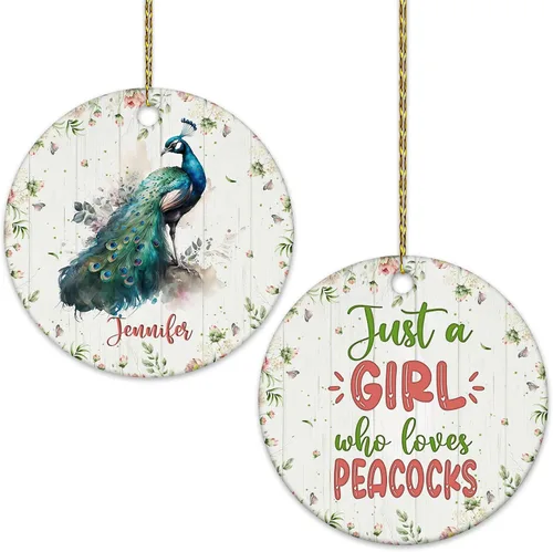 Vista 8 de Hyturtle Adorno de Navidad personalizado para amantes del panda rojo, adorno de cerámica con nombre personalizado de Just A Girl Who Loves Red