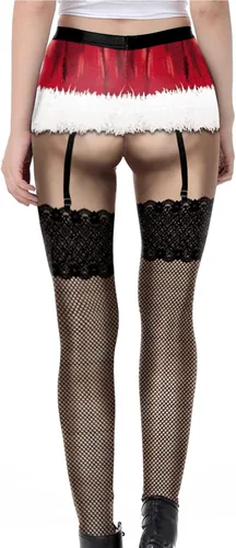 Vista 4 de Leggings de Navidad para mujer, disfraz con estampado 3D, pantalones ajustados de Navidad, divertidas medias de reunión familiar, trajes de festival