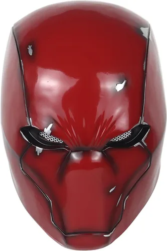 Vista 8 de Casco de capucha roja, efecto metálico, máscara de capucha roja de lujo, accesorio de cosplay para fanáticos, edición de coleccionista