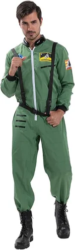 Vista 2 de EraSpooky Disfraz de astronauta para hombre, disfraz de Halloween para adultos, tallas XS-XL, para fiesta de disfraces y cosplay, color naranja
