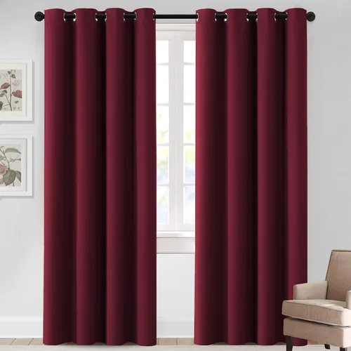 Vista 9 de MeilleMaison Cortinas opacas para dormitorio, con aislamiento térmico, oscurecimiento de habitación, cortinas insonorizadas para ventana, cortinas