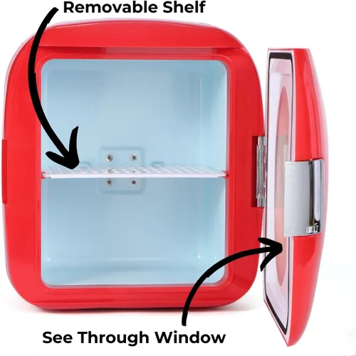 Vista 3 de Minirefrigerador UB-XL1 de Uber Appliance, enfría 12 latas, estilo retro, Rojo