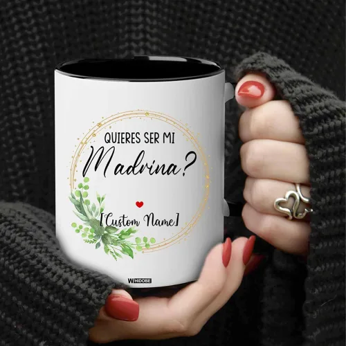 Vista 5 de WHIDOBE Tazas de café Padrino Madrina personalizadas, regalos Padrinos De Bautizo, Quieres Ser Mi Madrina, Quieren Ser Mis Padrinos De Bautizo, Set