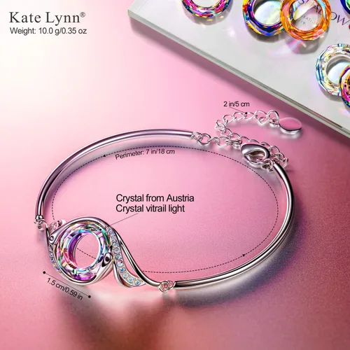 Vista 2 de Kate Lynn Pulsera de fénix "Rise From the Ashes" hecha con cristales de Austria, pulsera ajustable para mujer de 7 pulgadas + 2 pulgadas
