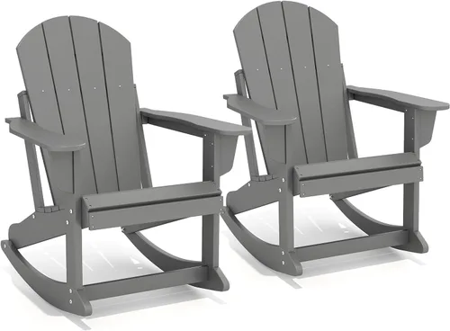 Vista 24 de GREENVINES Adirondack - Juego de 2 mecedoras para exteriores, HDPE, color Agua