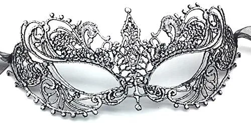 Vista 5 de Betogeth Masquerade Mask for Couples Women and Men - 2 Pack Venetian Silver free