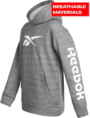 Vista 2 de Reebok Sudadera para niños - Sudadera de forro polar con capucha de moda con diseños y logotipos