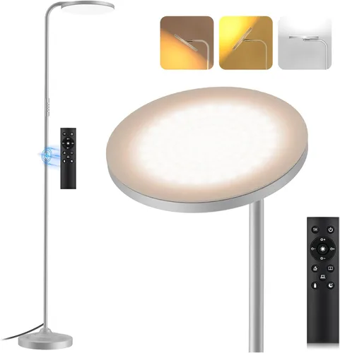 Vista 2 de SIBRILLE Lámpara de pie LED de 36 W, lámpara de pie súper brillante, moderna lámpara alta regulable con control remoto, lámpara de pie de lectura