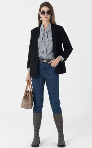 Vista 5 de Beninos Chaqueta informal de manga plegable 34 para mujer, sin botón