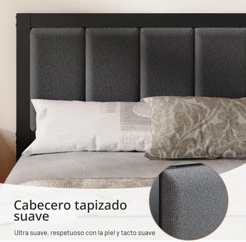 Vista 4 de OLEVS Base de cama individual con cabecero, plataforma de metal, tamaño individual, con estación de carga USB y luces LED, no necesita somier