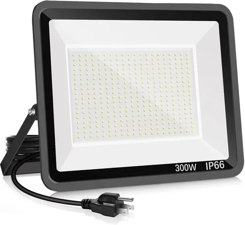 Vista 8 de YANYCN Pack de 3 luces LED de 100 W para exterior, luces de seguridad superbrillantes de 11600 lm con enchufe, luces de inundación IP66 impermeables