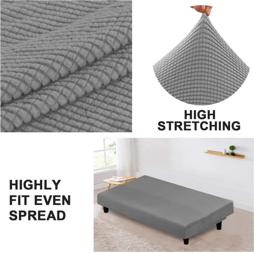 Vista 4 de Turquoize Funda elástica para futón, funda de sofá sin brazos, funda para sofá cama, funda de sofá futón, protector de muebles con parte inferior