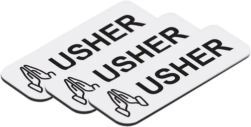 Vista 9 de Usher - Placa de identificación de 1 x 3, color negro, manos orantes (paquete de 3)