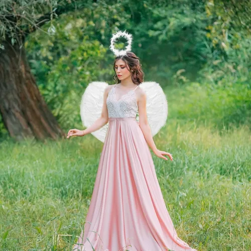 Vista 2 de Alas de plumas de ángel y diadema de halo para disfraces de fiesta de cosplay, disfraz elegante para niñas, mujeres y adultos