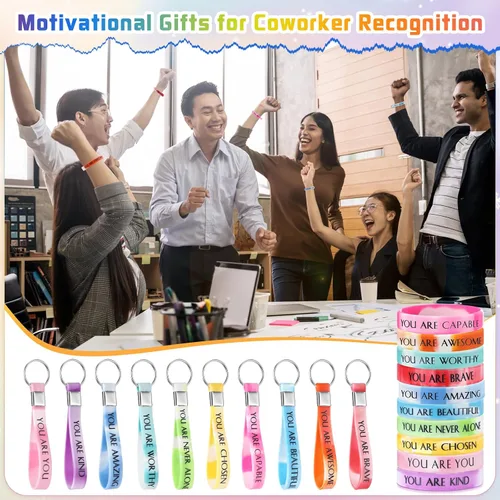 Vista 5 de Sratte 120 pulseras motivacionales, regalos inspiradores, llaveros inspiradores, regalo de agradecimiento para la semana de CNA, profesores