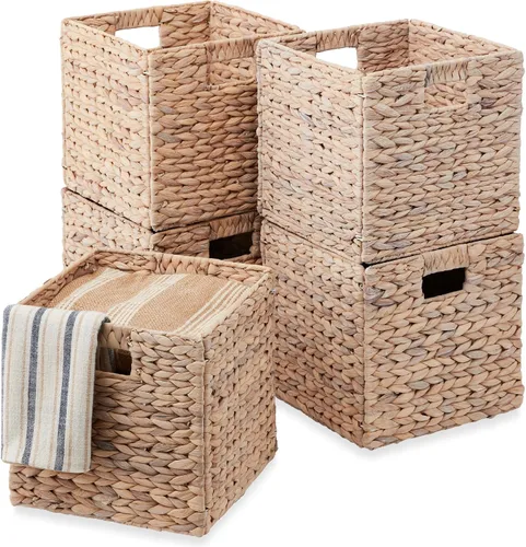 Vista 16 de Best Choice Products Paquete de 5 cestas de almacenamiento cúbicas de 10.5x10.5 pulgadas, organizadores multipropósito plegables de jacinto de agua