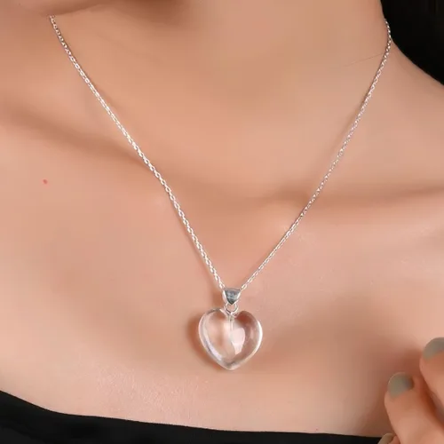 Vista 7 de Collar con colgante de corazón GemInspire para mujer, collar de gemas, colgante en forma de corazón, collar de cristal de corazón, cristal curativo