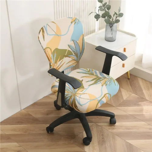 Vista 3 de Jinzio Funda para silla de oficina de computadora, tela protectora dividida y elástica, de poliéster, universal, para escritorio, para silla