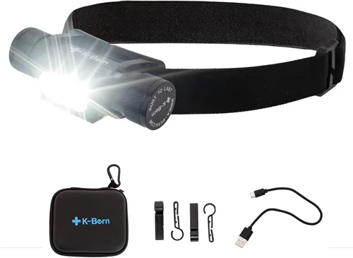 Vista 10 de PRO Roja y Blanca Linterna Recargable para la Cabeza. 1000 lúmenes, Batería de 3500 mAh Aprobada por UL, Luces de Cabeza Ultrabrillantes