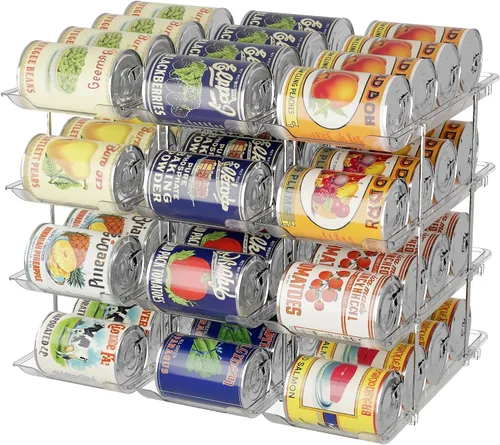 Vista 8 de LXLXXL Organizador de Latas para Despensa de 6 Niveles * 3 Organizador Automático Giratorio Transparente para Alimentos enlatados Organizador