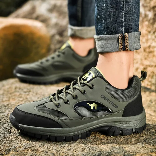 Vista 2 de Zapatos ortopédicos de senderismo para hombre, con cordones, resistentes al agua, al desgaste, ligeros, para senderismo, para exteriores