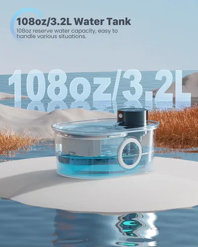 Vista 3 de Fuente de agua inalámbrica para gatos: fuente para mascotas de acero inoxidable operada por pilas, dispensador automático de agua inalámbrico