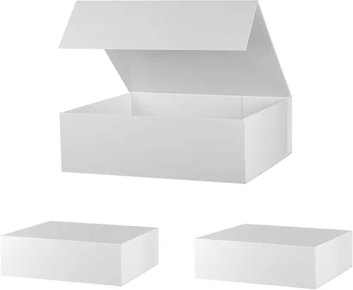 Vista 17 de Caja de regalo negra de 16 x 13 x 5.3 pulgadas, caja de regalo para padrinos de boda con tapa magnética, cajas de regalo grandes para Pascua, día