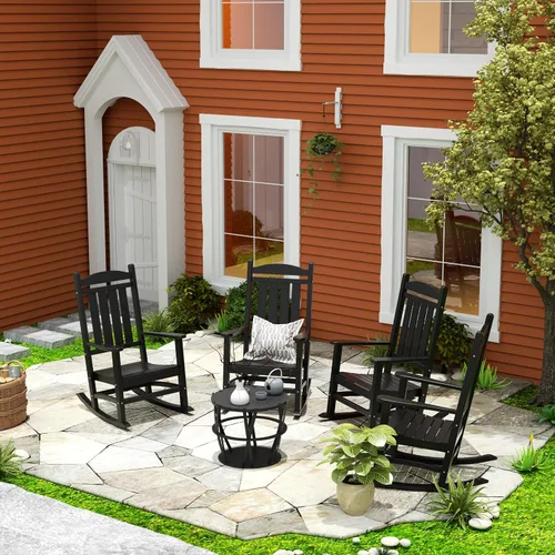Vista 4 de WestinTrends Malibu - Mecedora para exteriores y patio, color negro