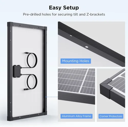 Vista 4 de ZOUPW - Panel solar de 50 vatios, panel solar tipo N 16BB de 50 W para batería de 12 V, 25.6% módulo fotovoltaico monocristalino de alta eficiencia