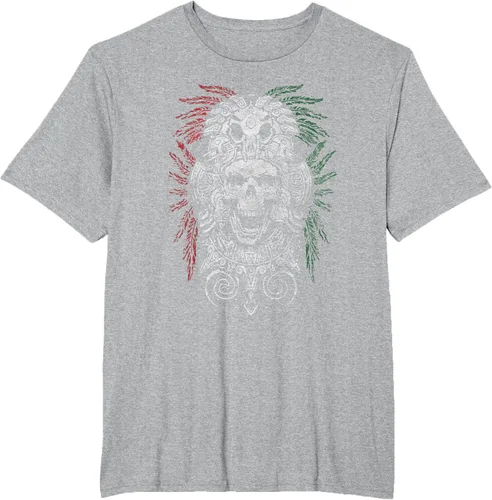 Vista 45 de Camiseta de Calavera Azteca con máscara Mayas Calavera Azteca, Negro