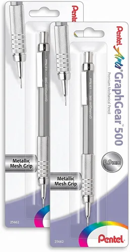 Vista 2 de Pentel Arts GraphGear 500 - Lápiz de dibujo premium, 0.035 in, barril gris, paquete de 1 (PG529NPABP)