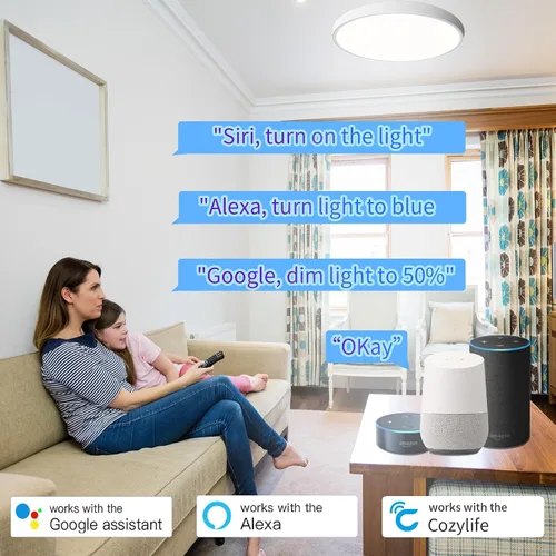 Vista 4 de RGBCW - Luces de techo LED inteligentes que cambian de color, compatible con Alexa Google Home, lámpara de techo empotrada de 24 W, programador