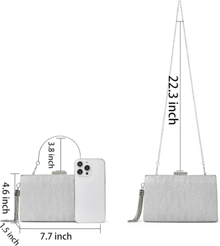 Vista 4 de Elegante bolso de noche para mujer, con cadena con flecos, bolso cruzado para fiesta, boda