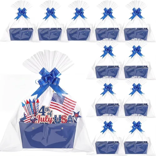 Vista 14 de Colarr Paquete de 12 cestas vacías de papel kraft para regalo, con asa y lazo, bandeja de mercado de cartón para rellenar para el Día de la Madre