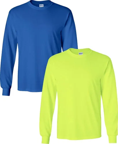Vista 31 de Gildan - Camiseta de algodón y de manga larga para hombre, modelo G2400 (1) verde irlandés + (1) negro