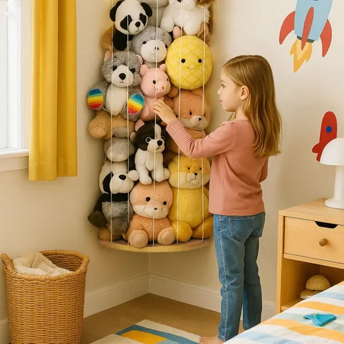Vista 5 de PUTSKA - Almacenamiento esquinero para animales de peluche, montado en la pared, liso
