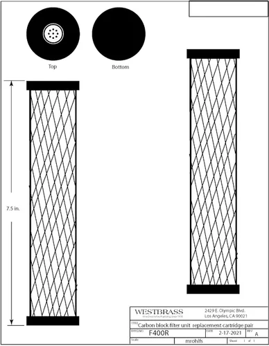 Vista 2 de Westbrass AF400R - Cartuchos de filtro de repuesto para unidad de filtro en línea debajo del fregadero F400 y grifos dispensadores de agua caliente
