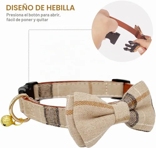 Vista 4 de Paquete de 2 collares de perro con corbatín y campanas, ajustable lindo collar de corbatín para perros pequeños, medianos y grandes, mascotas