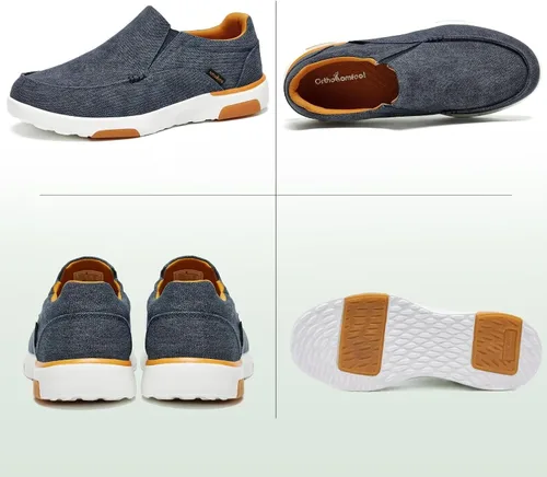 Vista 6 de OrthoComfoot Zapatos ortopédicos cómodos sin cordones para hombre con soporte de arco, mocasines ortopédicos para fascitis plantar, zapatos de lona
