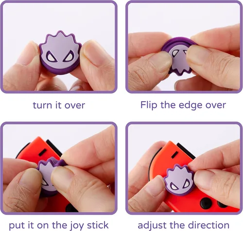 Vista 2 de 4 tapas de agarre de pulgar Jusy compatibles con Nintendo SwitchOLEDSwitch Lite, silicona suave Joy-Con Joystick Grip lindo 3D analógico Stick Cover