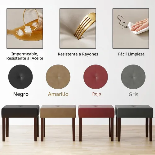 Vista 4 de EOSVALO Taburete de tocador de cuero, banco otomano rectangular de 18.7 pulgadas de ancho para sala de maquillaje, silla de tocador con patas