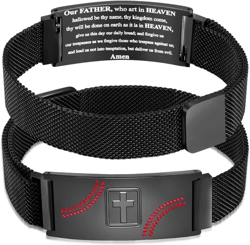 Vista 94 de Regalos de graduación, pulsera de fútbol, fútbol, baloncesto, béisbol, regalos de pulsera, pulseras de cruz de fe para hombres, bautismo, primera