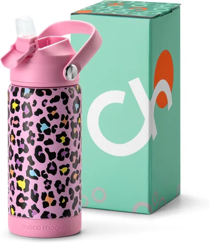 Vista 22 de Botella de Agua Choco Mocha para Niños para la Escuela, Botella de Agua Aislada para Niños de Acero Inoxidable para Niños, 14 Oz Camión Monstruo