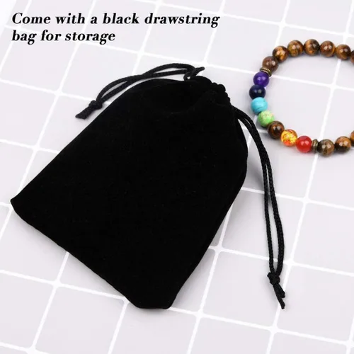 Vista 6 de Brazalete GelConnie de piedras de lava, 7 chakras, 0.32 pulgadas, piedra natural, para curación, alivio del estrés, yoga, ansiedad, aromaterapia