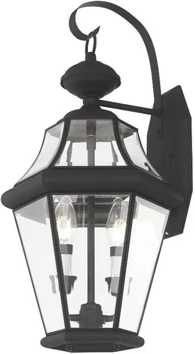 Vista 5 de Livex Lighting 2261-91 Georgetown - Farol de pared para exteriores, 2 luces, níquel cepillado