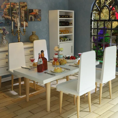 Vista 9 de Muebles en miniatura para casa de muñecas iLAND a escala 1:12, cocina moderna para casa de muñecas con set de accesorios