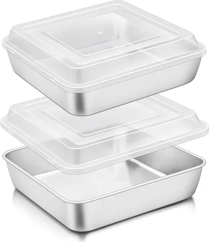 Vista 10 de TeamFar Molde cuadrado para tartas de 6 pulgadas, mini molde cuadrado de acero inoxidable para hornear asar, saludable y resistente, diseño de una